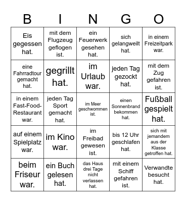 Finde jemanden, der... Bingo Card