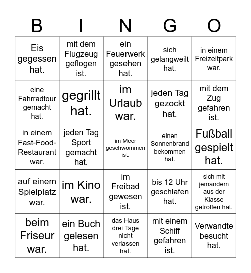 Finde jemanden, der... Bingo Card