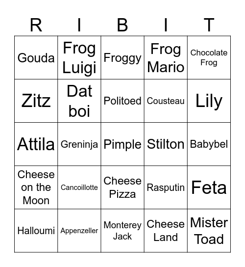 Jack Round 1 (Frog'n'Cheese) Bingo Card