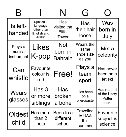 FIND SOMEONE WHO... Bingo Card