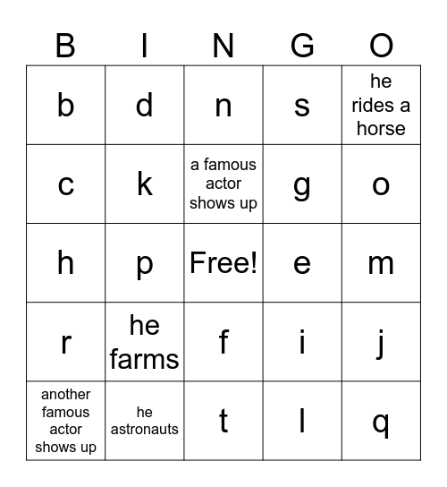 astronaut farmer Bingo Card