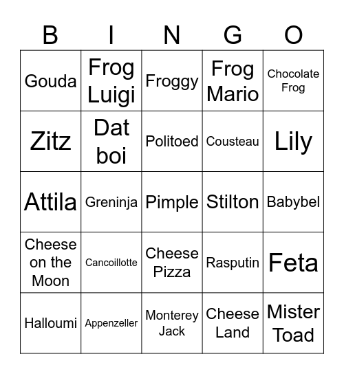 CheesyImp Frog+Cheese Bingo [Round 1] Bingo Card