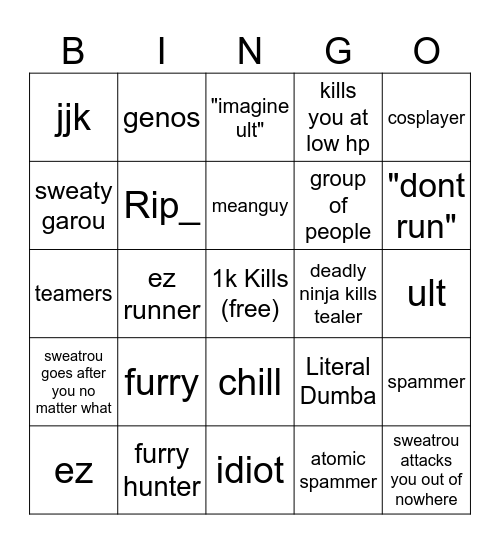 TSBBG 2 Bingo Card