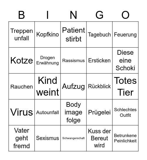 Doctors Diary S2 Bingo Card
