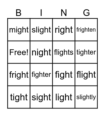 <igh> Bingo Card