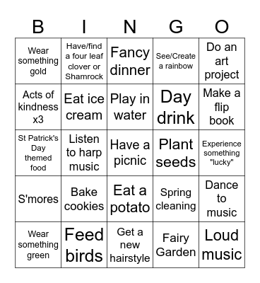 Spring Break + St Patrick's Day, Saint Bingo Card