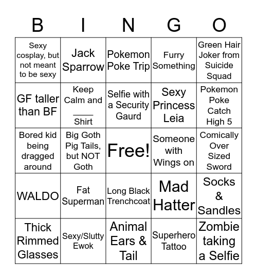 COMIC CON BINGO Card