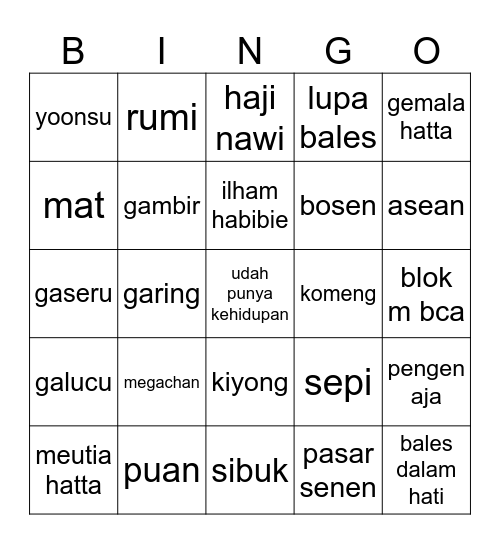 ttominie’s Bingo Card