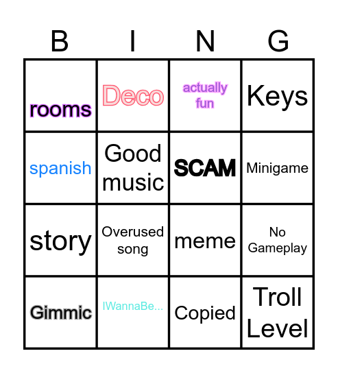 Geometry  Dash Platformer Recent Tab Bingo Card