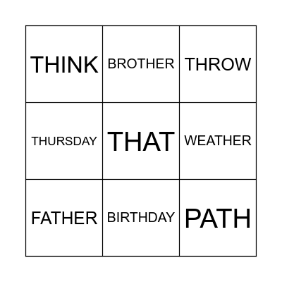 TH Bingo Card