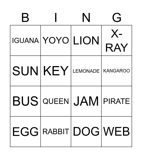 WORDS,WORDS, WORDS Bingo Card
