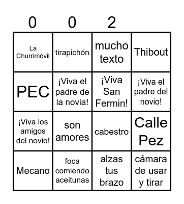 #TheKutxusWedding Bingo Card
