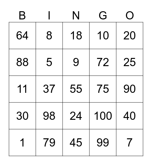 Sawako-chan Bingo Card