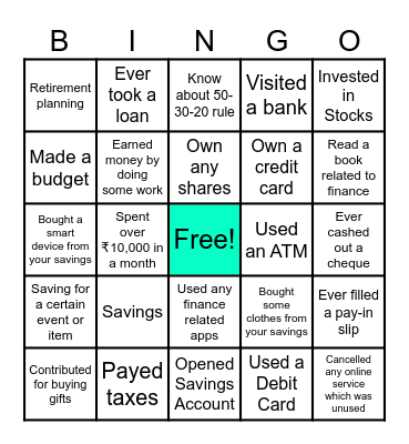 FINANCIAL BINGO Card