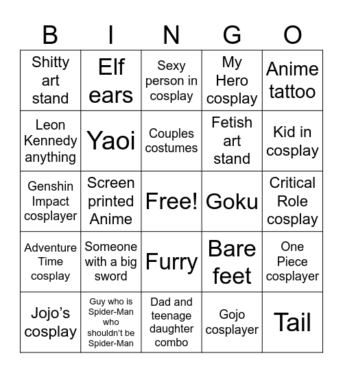 Con Bingo Card