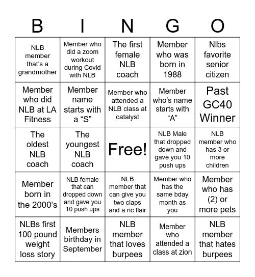 NLB BINGO 2024 Bingo Card