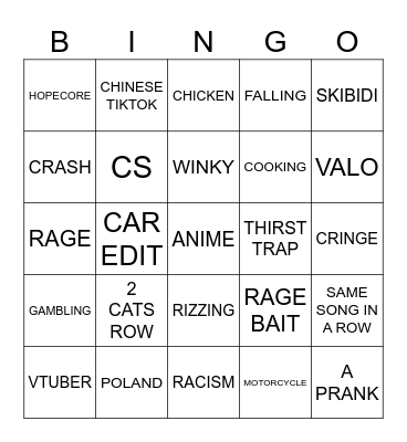 INSTAGRAM BINGO Card