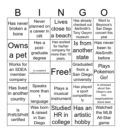 Find Someone Who... Bingo Card