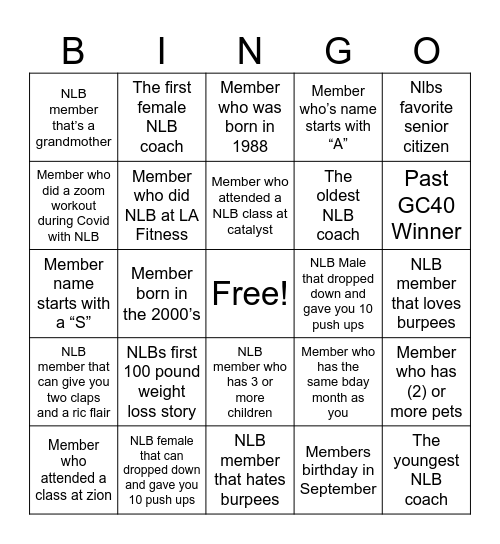 NLB BINGO 2024 Bingo Card