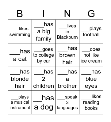 Find someone who Bingo Card