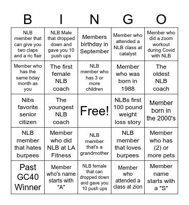 NLB BINGO 2024 Bingo Card