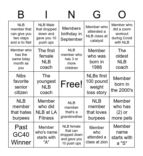 NLB BINGO 2024 Bingo Card