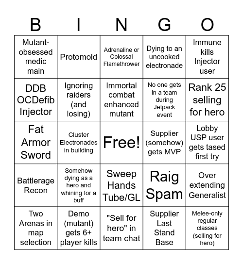 My NVZ: Realish Reborn Bingo Card