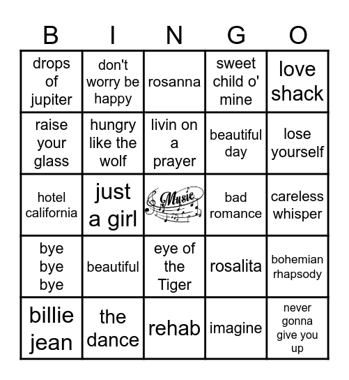 MUSIC Bingo Card