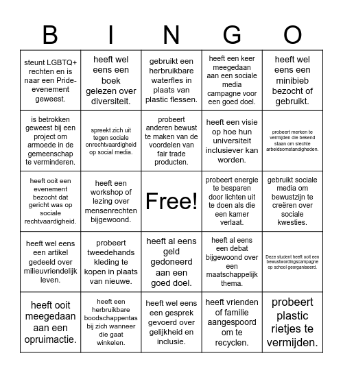 Rechtvaardige Bingo! Bingo Card