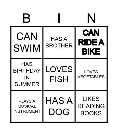 Human Bingo Card