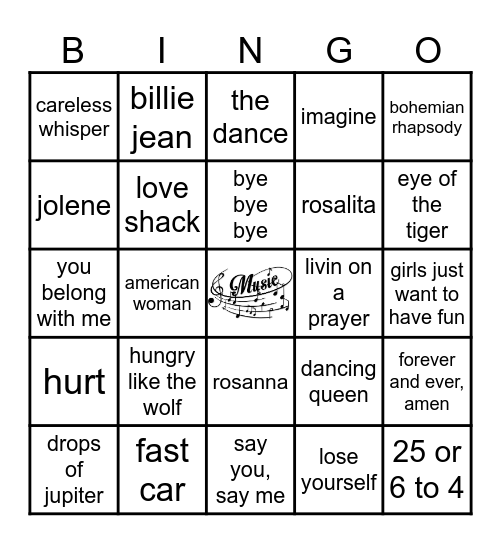 MUSIC Bingo Card