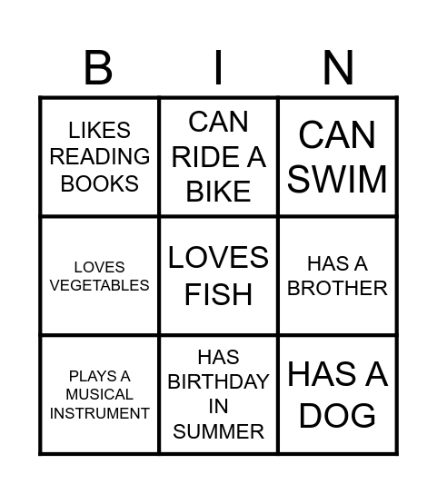 Human Bingo Card