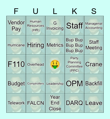 Comptroller Buzzword Bingo! Bingo Card