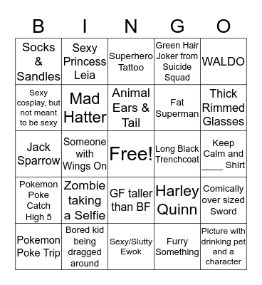 Comic Con BINGO 2016 Bingo Card