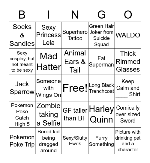 Comic Con BINGO 2016 Bingo Card