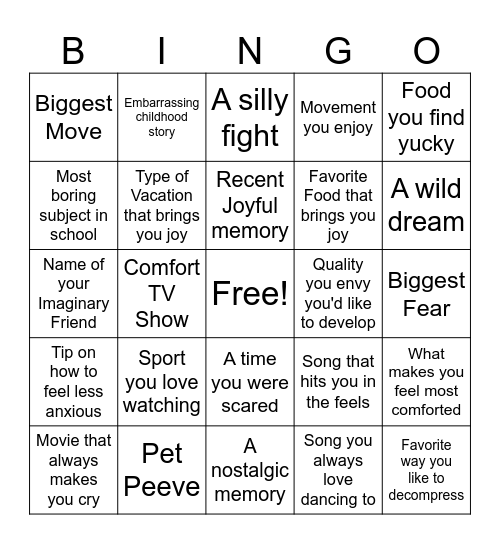 ALL THE FEELS Bingo Card