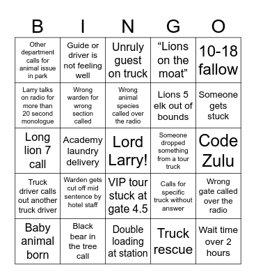 Safari Bingo Card