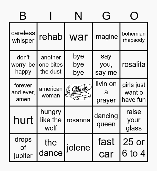 MUSIC Bingo Card