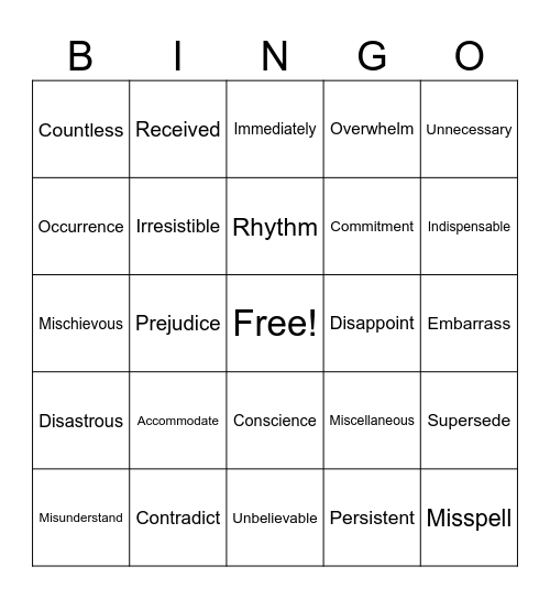 Untitled Bingo Card