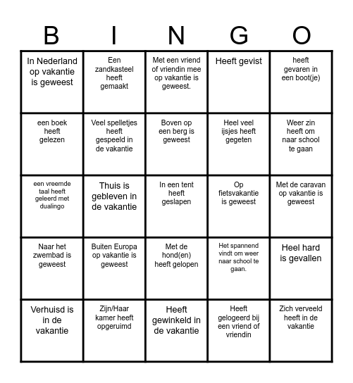 Zoek iemand die... Bingo Card