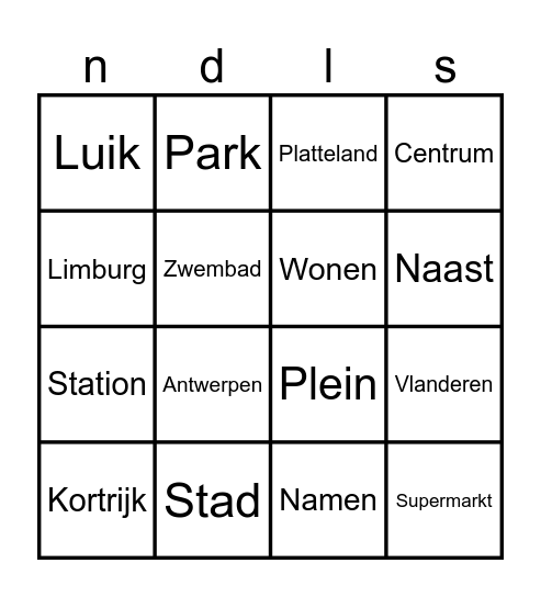 Bingo Woning Bingo Card