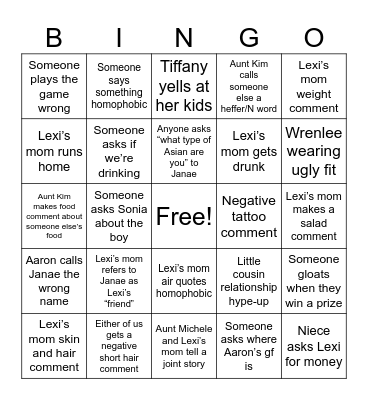 Lexi’s Labor Day Picnic Bingo Card