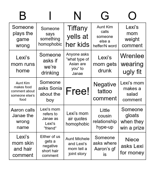 Lexi’s Labor Day Picnic Bingo Card