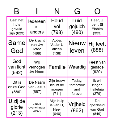 Één grote familie Bingo Card