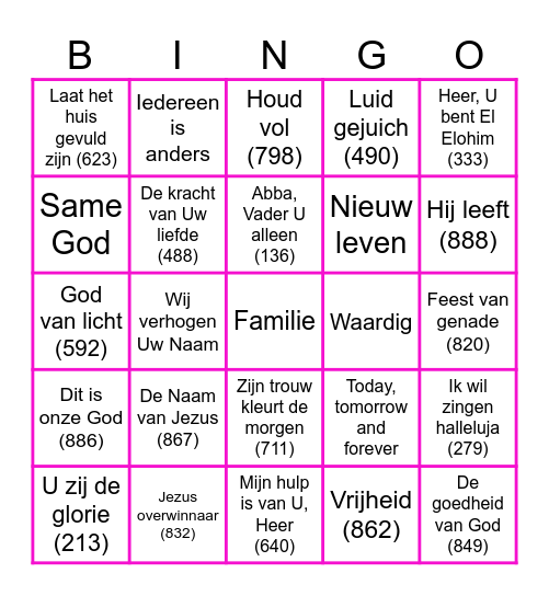 Één grote familie Bingo Card