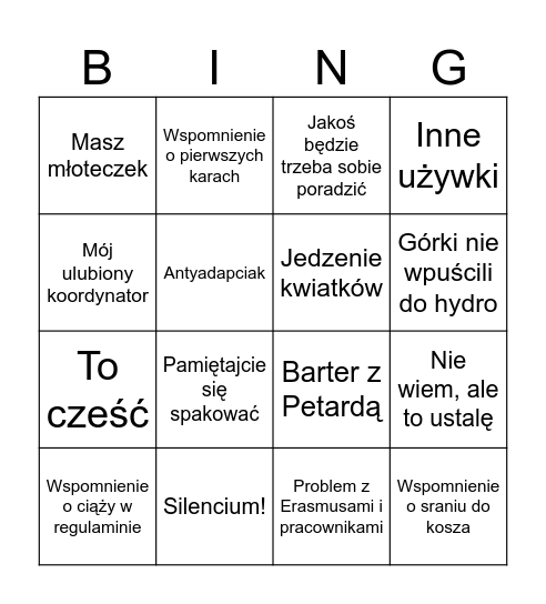 Odprawa Adapciakowa Bingo Card