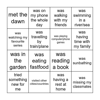 Summer To Do list Bingo Card