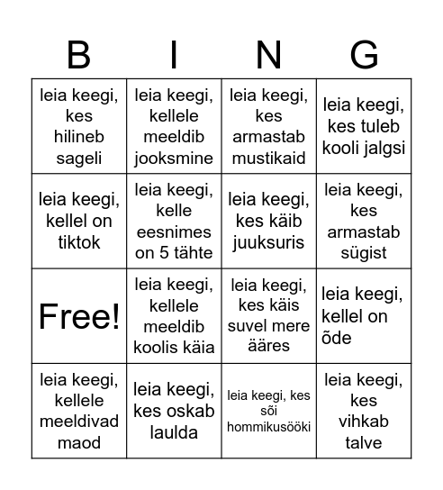 suhtlemine Bingo Card