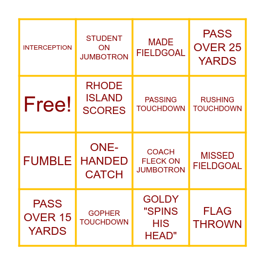 GOPHER BINGO Card