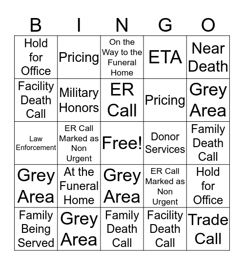 Reasons to Contact Bingo Card